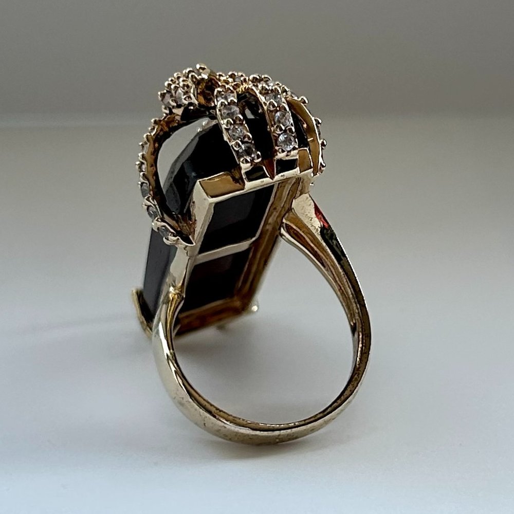 Andara Design 18K GOLD PLATED SIAM RED CRYSTAL & CZ BOW RING - Picture 8 of 15